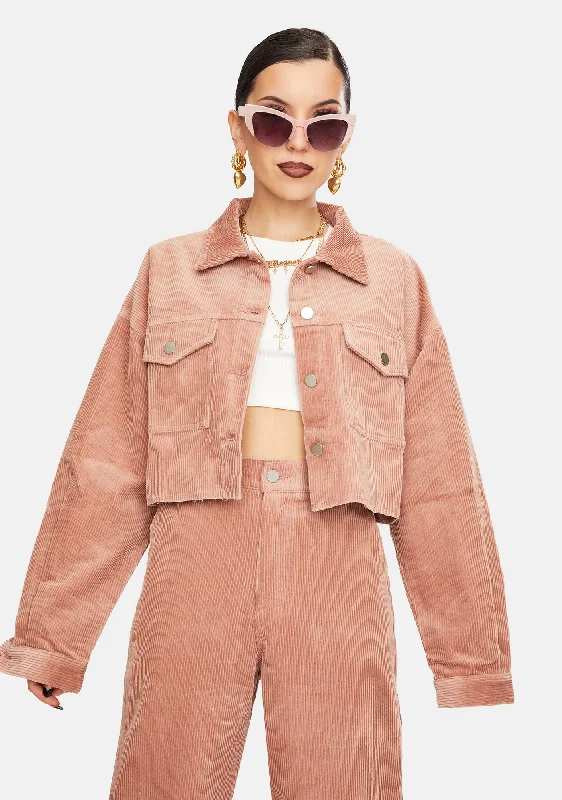 Vintage-Inspired Women's Apparel Summer Fashion Brick Harriet Corduroy Jacket