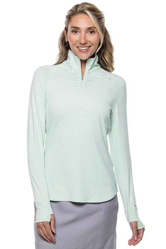 Women's Workout Clothing Bold Fashion Sales Women's Arabella Golf Quarter-Zip | Misty Aqua Diamond Jacquard