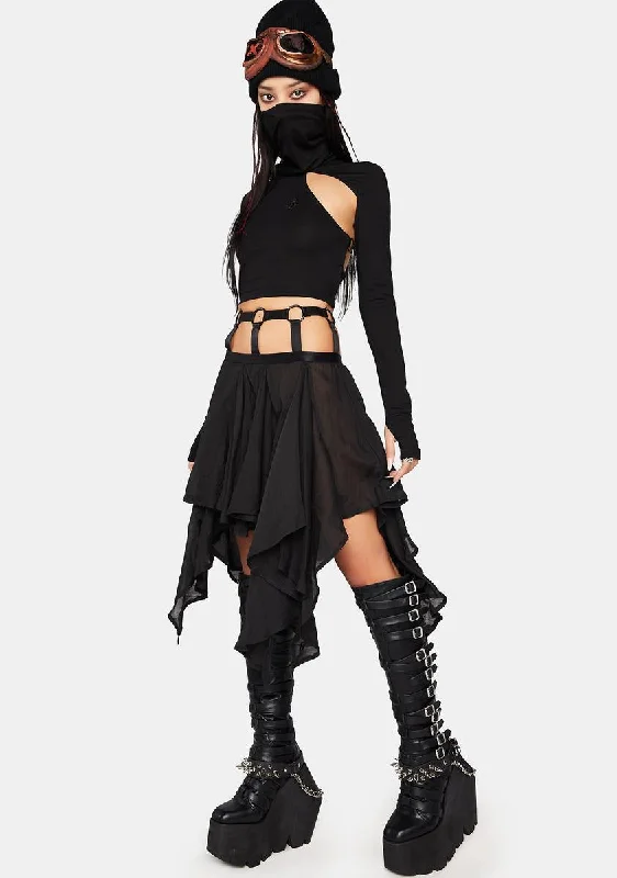 Women's Professional Outfit Style Redefined Modulation Caged Handkerchief Skirt