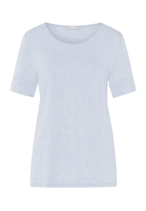 Women's Professional Apparel Enjoy Discount Natural Elegance Relaxed Round Neck Top | Whispering Blue 74902-2503