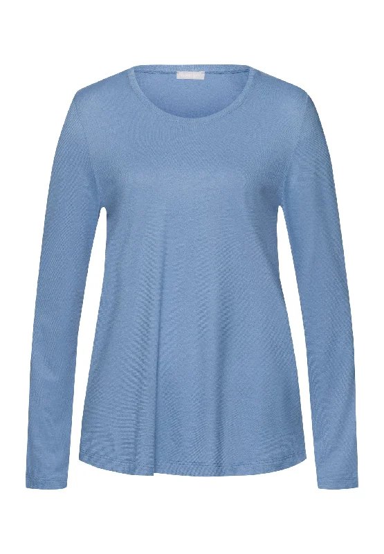 Women's Outerwear Clothing Relaxed Style Deals Sleep And Lounge Relaxed Round Neck Top | Endless Blue 74844-2533