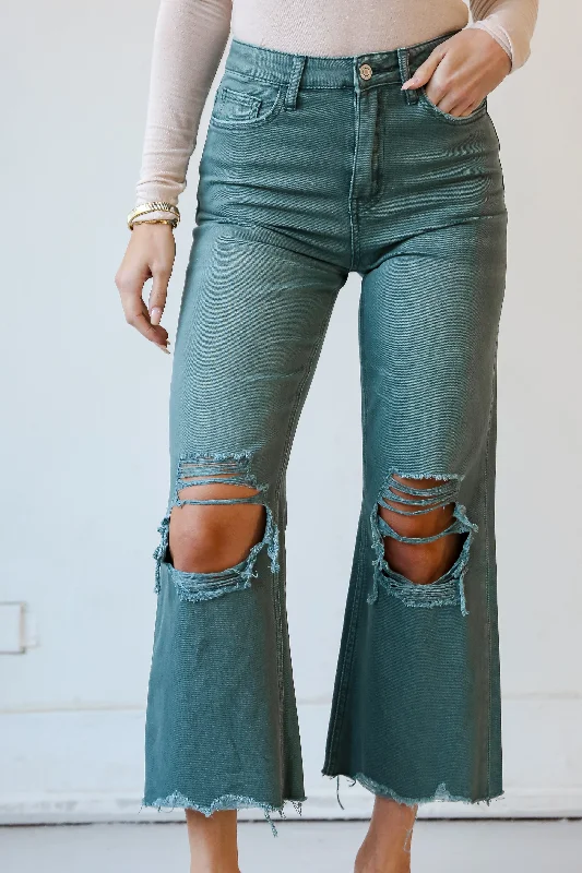 Women's Holiday Outfit Gift Ideas FINAL SALE - Number One Choice Sage Distressed Flare Jeans