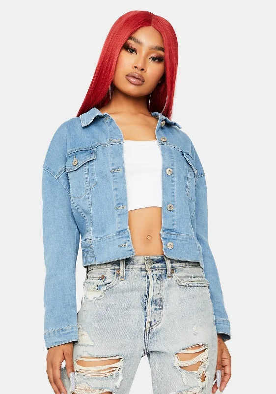 Plus-Size Women's Clothing Limited Time Denim Darling Cropped Jacket