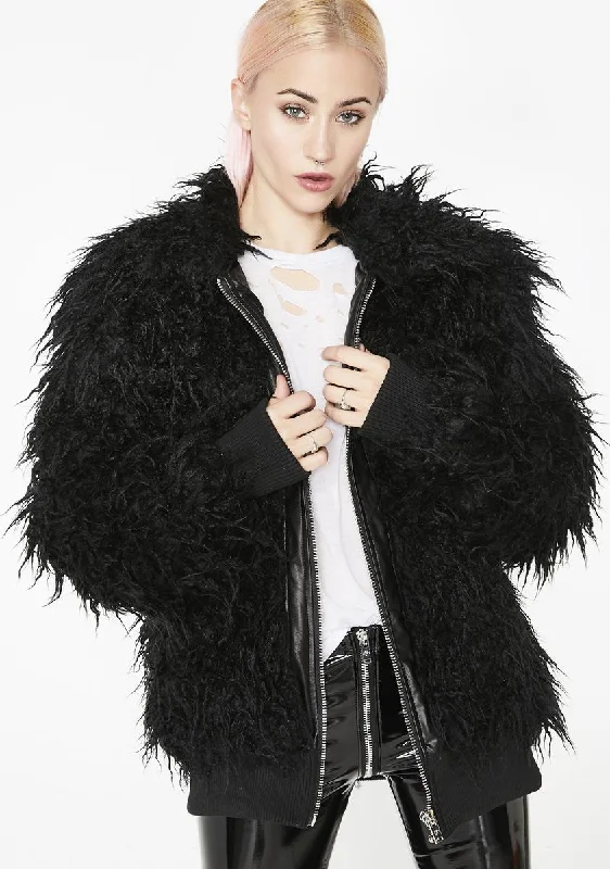 Women's Stylish Professional Apparel Exclusive Sale Midnight Monster Shaggy Jacket