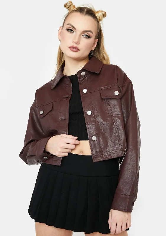 Women's Chic Outerwear Garments Exclusive Discount Text Me Tonight Vegan Leather Jacket