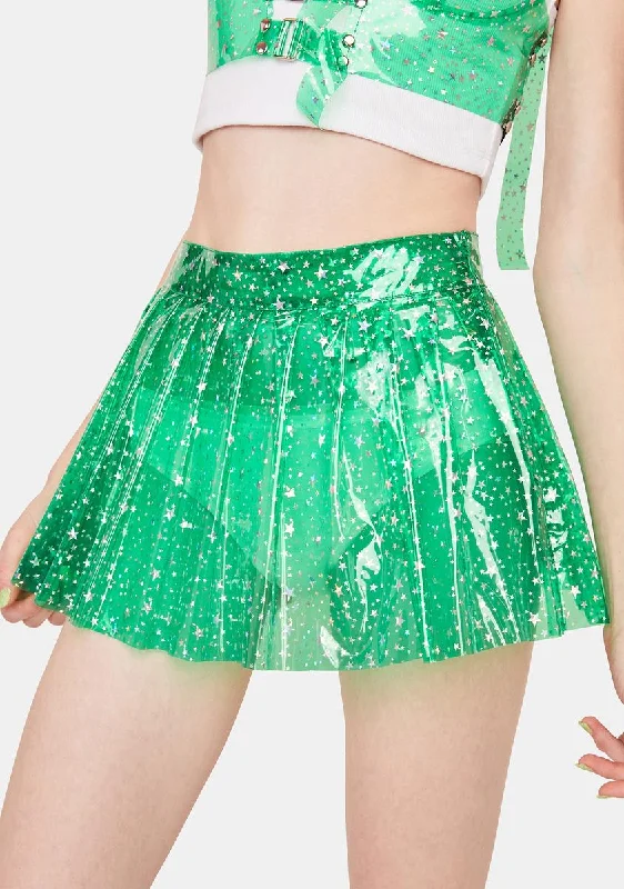 Women's Clothing For Casual Outings Fashion Forward Femininity Envy Chasing Starlight Vinyl Skirt