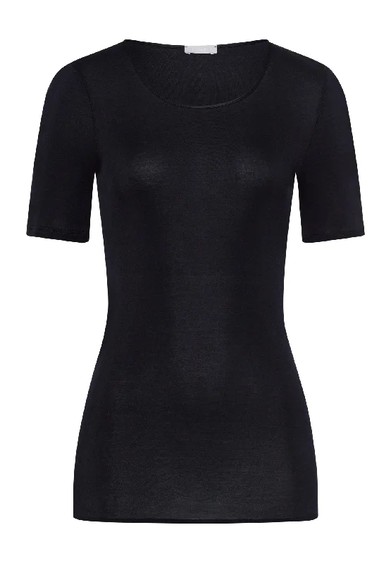 Fashionable Women's Casual Apparel Seasonal Sale Cotton Seamless Fitted Cotton Round Neck Top | Black 71630-019