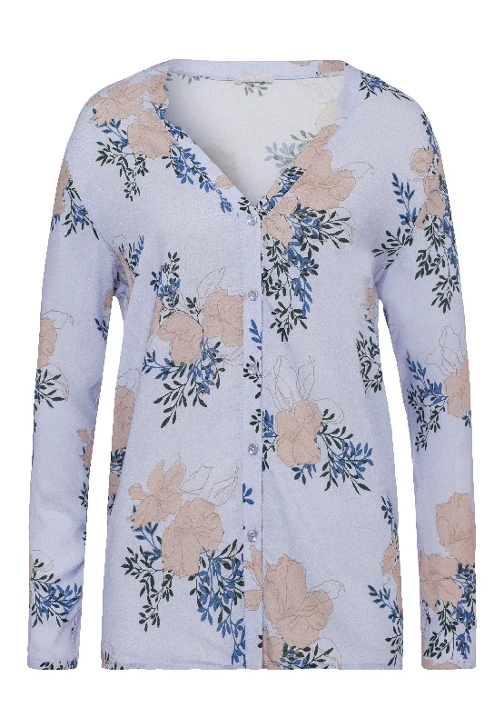 Women's Elegant Clothing Sets Latest Fashion Sleep And Lounge Button Front Shirt | Marble Flowers 77611-2069