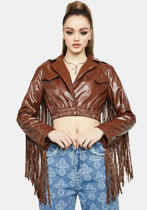 Women's Sporty Chic Clothes Latest Fashion Sienna Victim Of Cool Fringe Moto Jacket