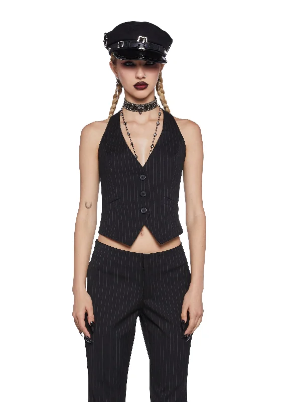 Women's Resort Garments Trend Leading Collection Soul Shredder Pinstripe Vest