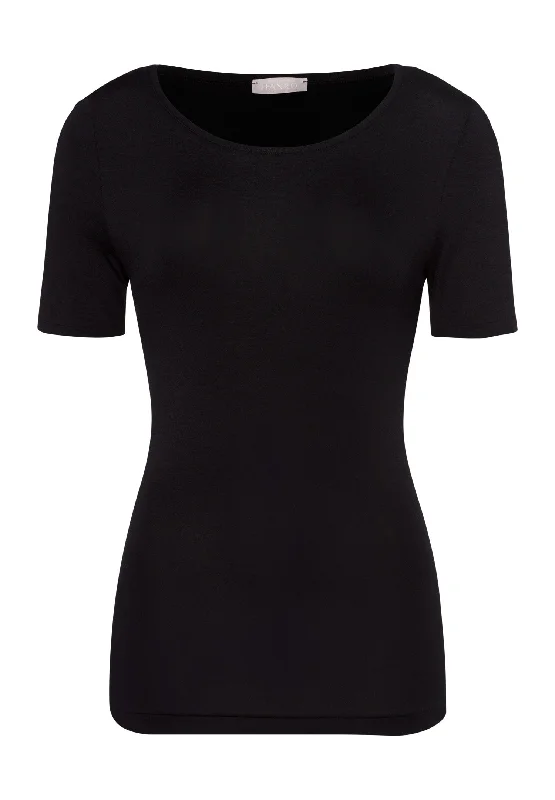 Women's Occasion Wear Apparel Elegant Style Soft Touch Round Neck Fitted Top | Black 71258-019