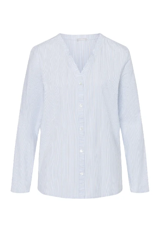 Women's Vintage Attire Shop The Hottest Deals Sleep And Lounge Cotton Notch Collar Shirt | Dreamy Stripe 77457-2369