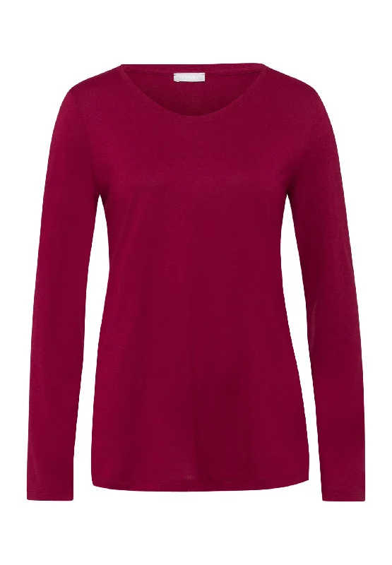 Women's Seasonal Wardrobe Clothing Luxury Casual Deals Sleep And Lounge Relaxed Round Neck Top | Burgundy 77844-2459