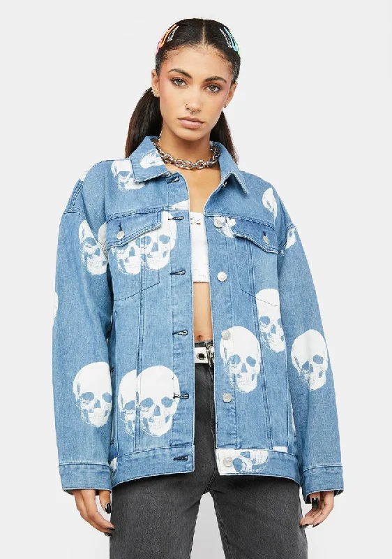 Women's Elegant Clothes Must-Have Style Discounts Crypt Skull Denim Jacket