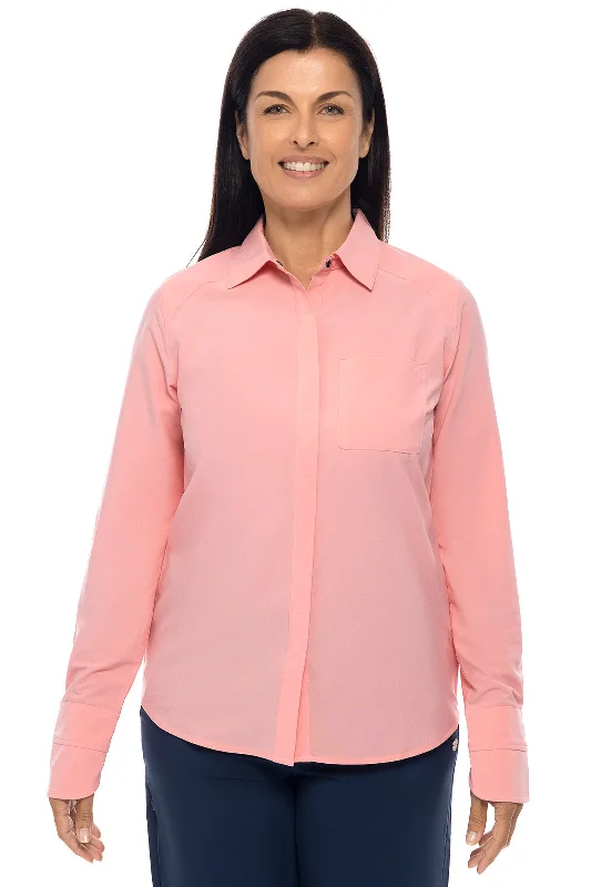 Elegant Clothing For Women Statement Fashion Offers Women's Amara Smart Shirt | Peachy Pink Shadow Stripe