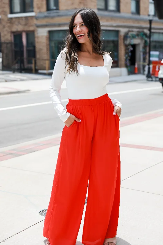 Women's Holiday Apparel Luxury Fashion Discounts FINAL SALE - Chic Influence Satin Wide Leg Pants