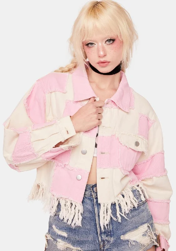 Women's Contemporary Clothing Fast Fashion Favorites Strawberry Milk Denim Jacket