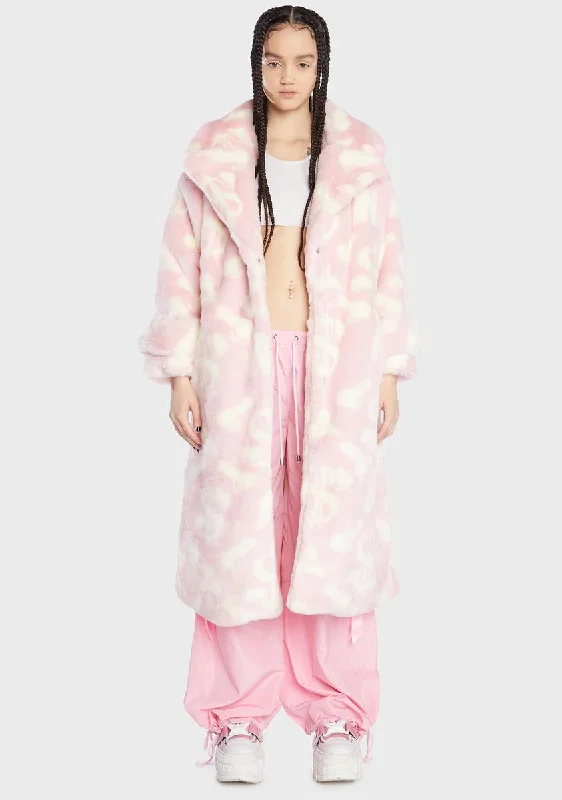 Women's Evening Garments Budget-Friendly Fashion Pink Dick Dollar Faux Fur Coat