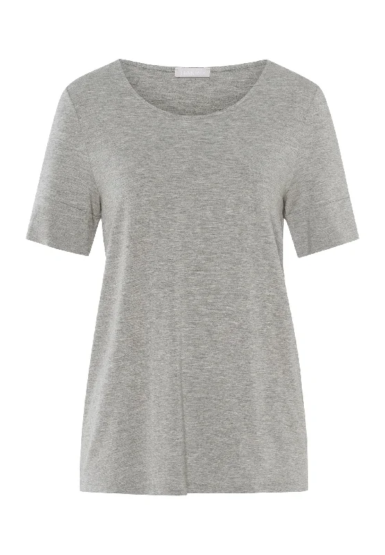 Women's Travel Apparel Mega Sale Natural Elegance Relaxed Round Neck Top | Grey Melange 74902-958