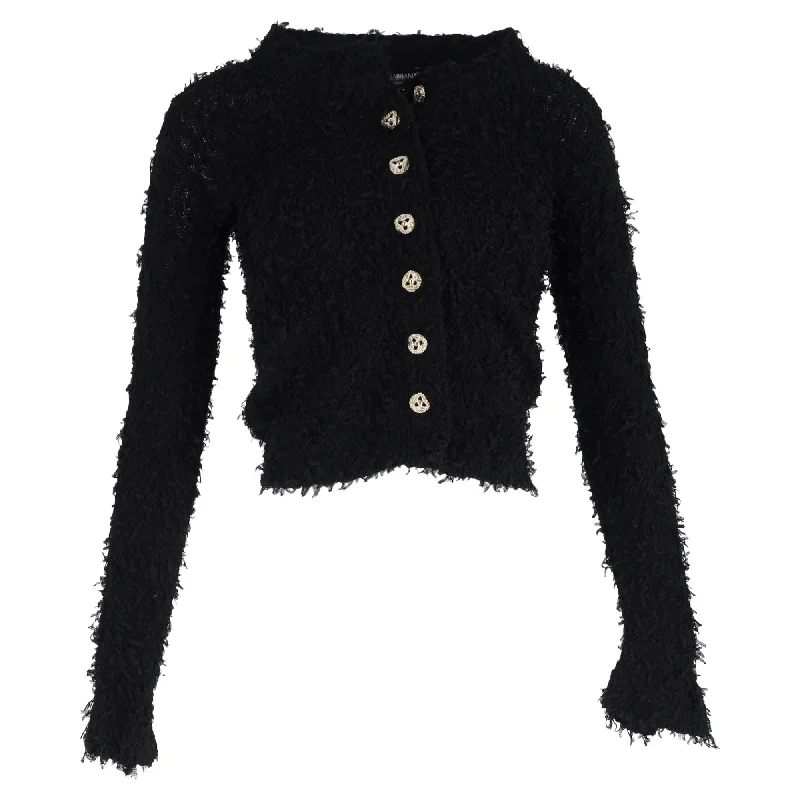 Women's Resort Garments Shop Sale Items Dolce & Gabbana Embellished Buttons Tweed Cardigan in Black Nylon