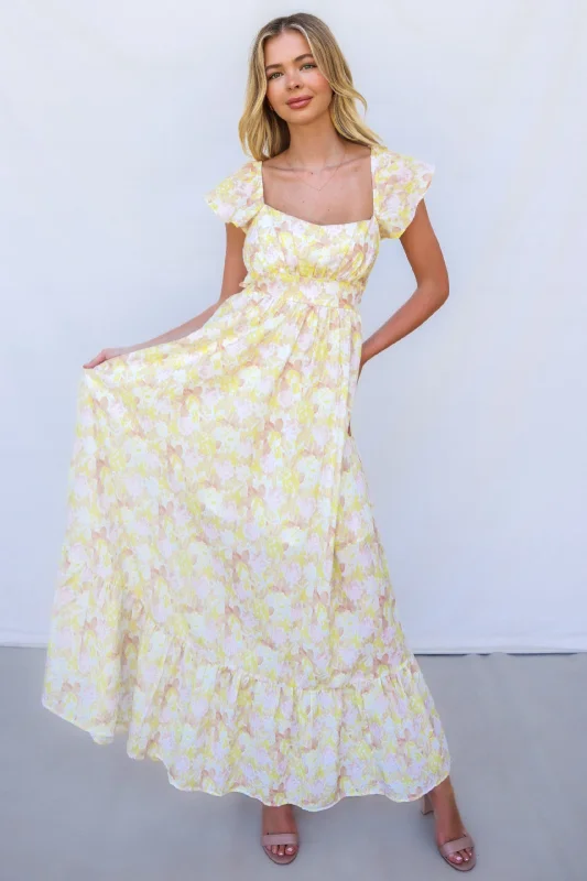 Women's Festive Attire Timeless Elegance Sale Lawson Maxi Dress - Yellow Floral