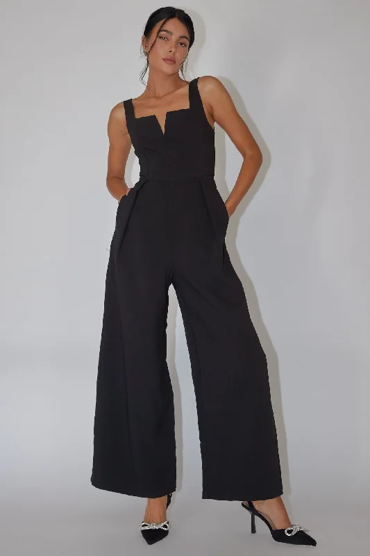 Comfortable Women's Clothes Elevated Casual Discounts Colleen Side Pocket Jumpsuit Black