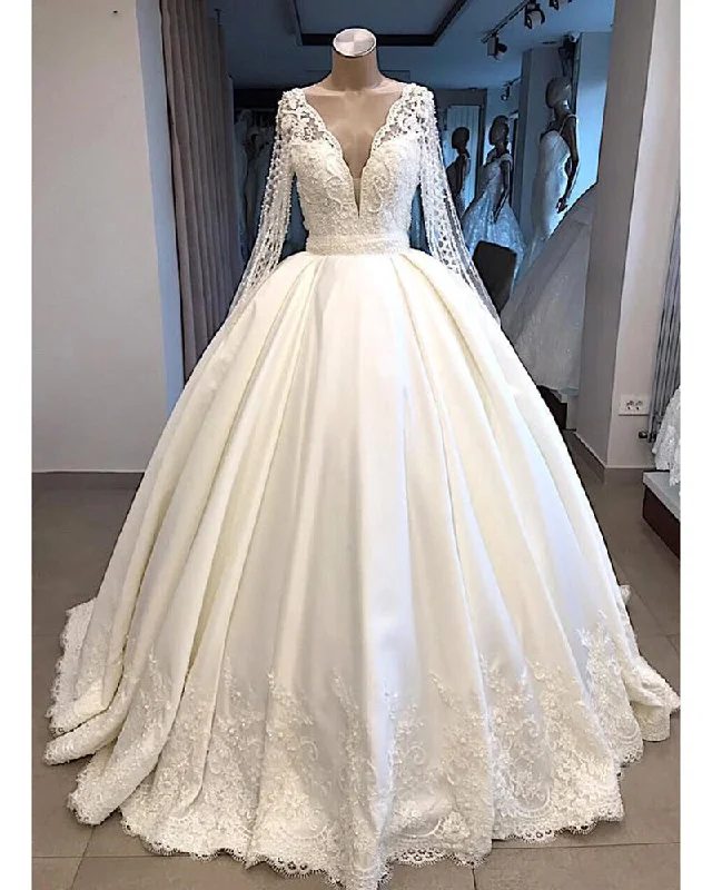 Women's Outfit Buy More, Save More Robe De Mariee Vintage Wedding Dress Long Sleeves with Pearl Lace Gown WD0907