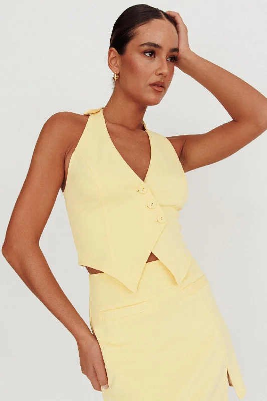 Affordable Women's Garments Discover Now Tammi Halter Vest Top Lemon