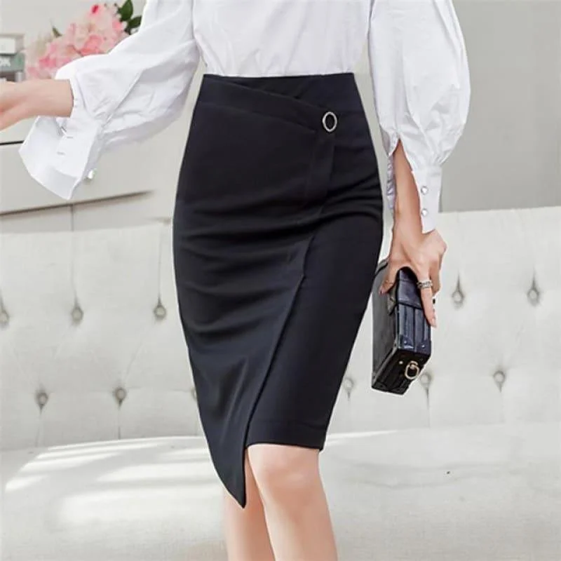 Charming Everyday Clothing For Women Huge Discounts This Week High Waist Side Buckle Beaded Flapped Midi Skirts