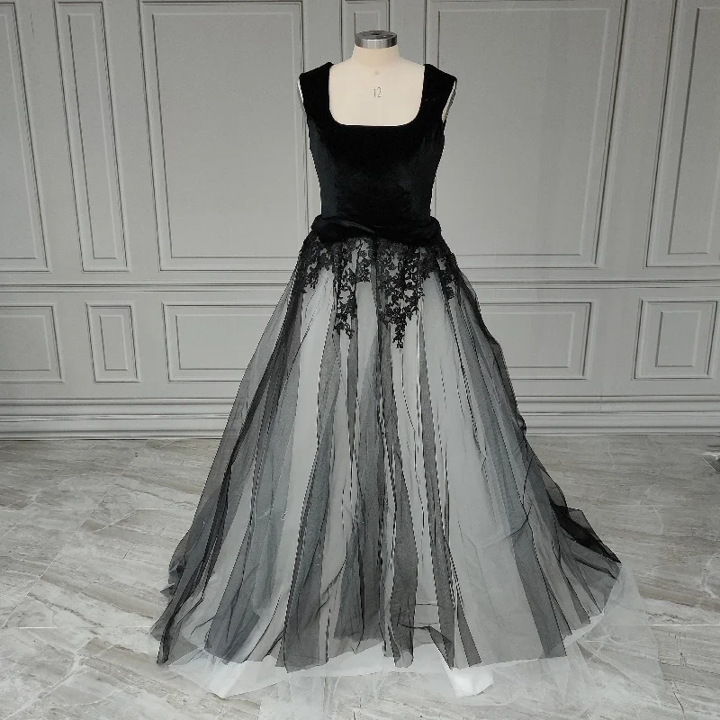 Women's Elegant Garments End Of Season Sale Velvet Crystal Nightfall Bridal Gown