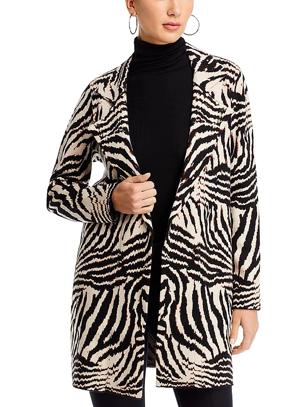 Women's Seasonal Attire Relaxed Style Deals Womens Open Front Animal Print Cardigan Sweater