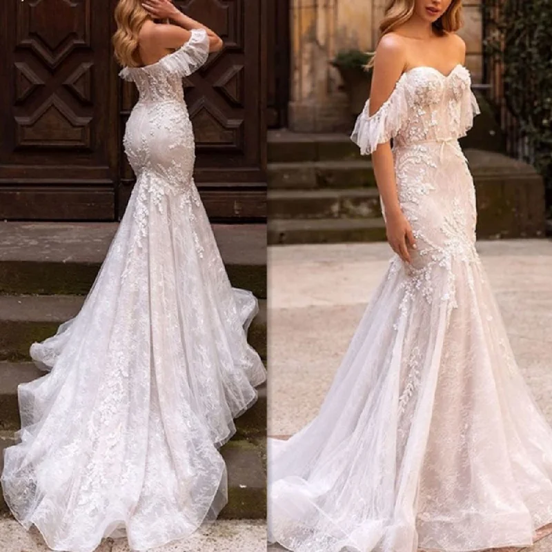 Women's Wedding Apparel Luxury Fashion Discounts Champagne Mermaid Splendor