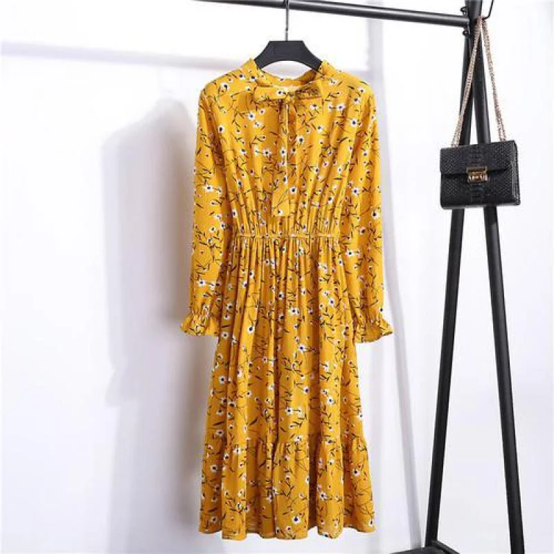 Women's Clothing Sets Flash Sale Fever Summer Vintage Floral Print Bow Dress