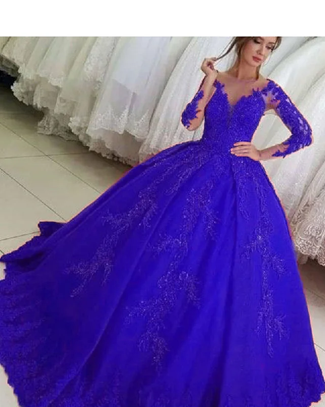 Luxury Women's Clothes Retro Style Promotions Vintage Roiyal Blue /Red Wedding Dress Lace Long Sleeves Bridal Party Gown Debutante Coloful Bridal DressWD11122