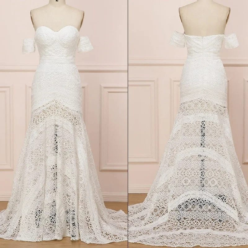 Women's Travel Apparel Stylish Looks Boho Chic Off-Shoulder Lace Wedding Dress