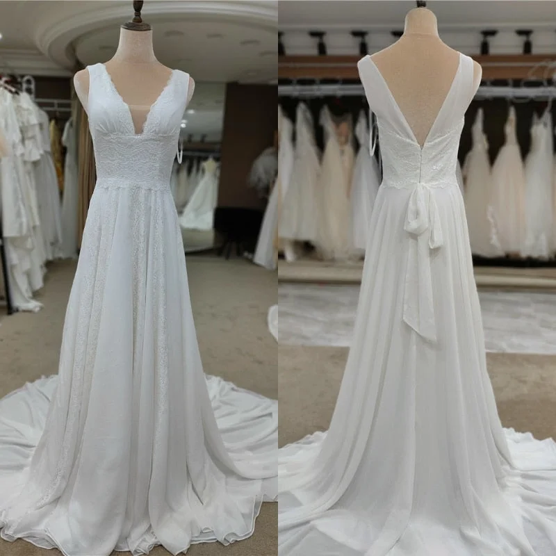 Timeless Women's Clothing Trendy Fashion Sale Chiffon Elegant Beach Bridal Gown