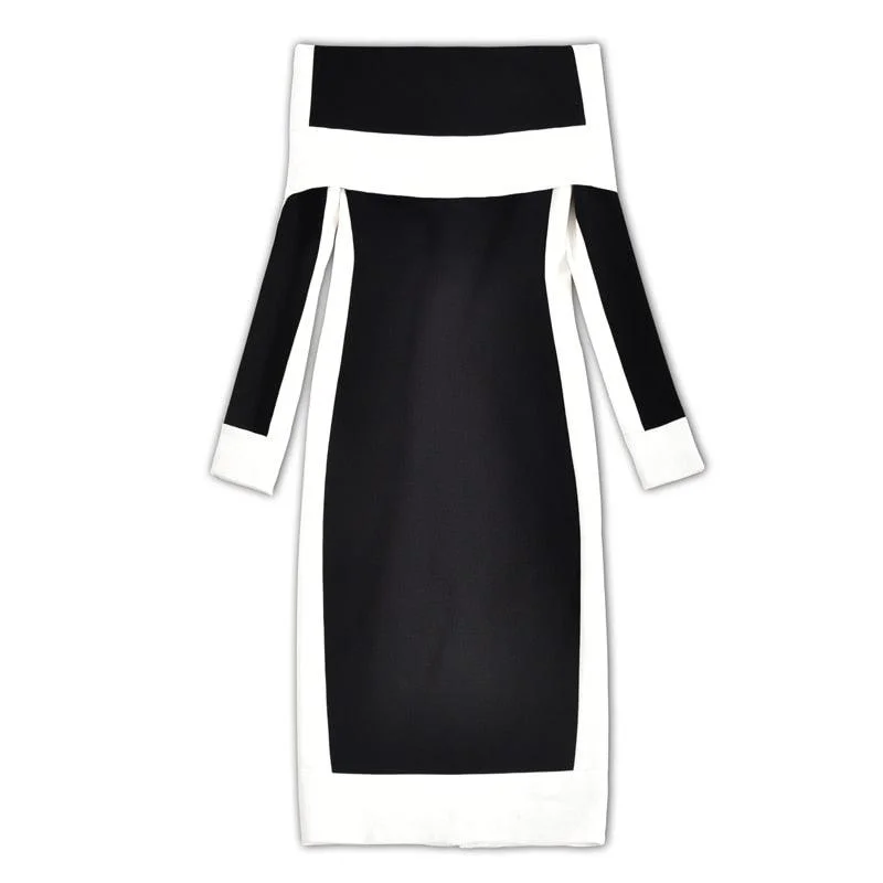 Women's Trendy Apparel Elegant Fashion Offers Off-Shoulder Slim Sheath Stretched Bodycon Dress