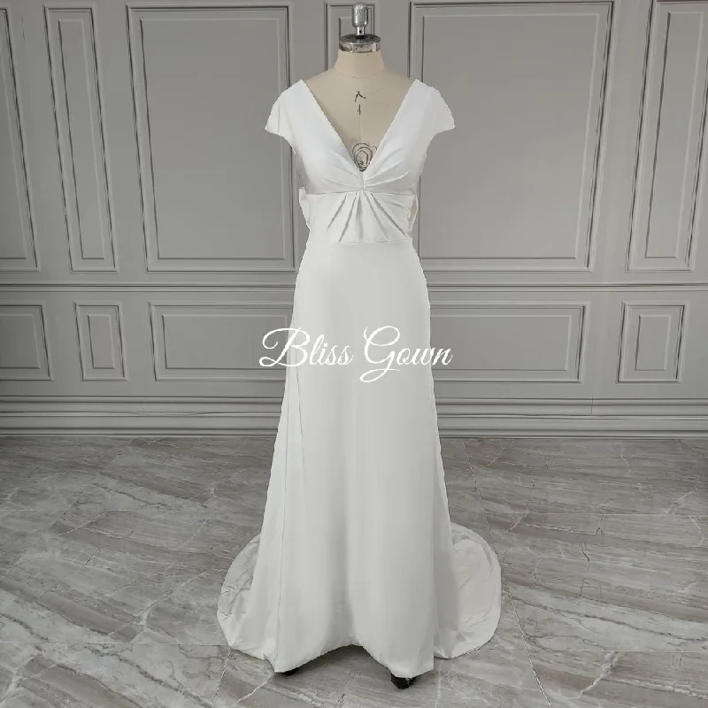 Women's Office Clothing Timeless Elegance Sale Sweep Train  Satin Wedding Dress