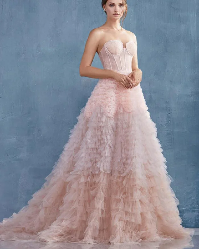 Women's Travel Outfit Set Flash Sale, Don'T Miss Beautiful Sweetheart Corset Ball Gown Pink Layered Tulle Wedding Dresses Tulle Princess Party Gown WD10427