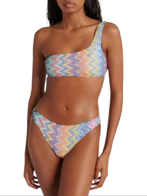 Trendy Athleisure Clothing For Women The Latest Fashion Trends One Shoulder Chevron Bikini Set In Carioca