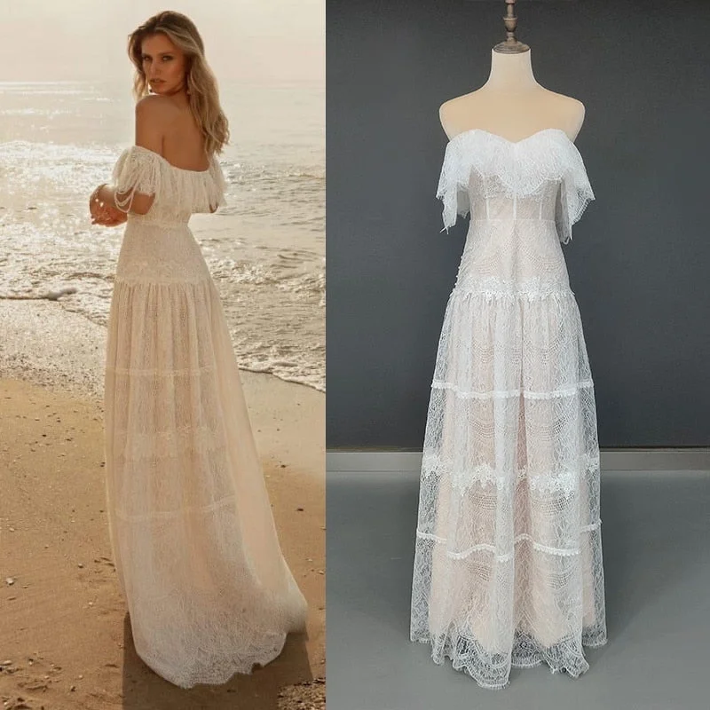 Comfortable Women's Clothes Relaxed Style Deals Ruffled Romance Wedding Dress