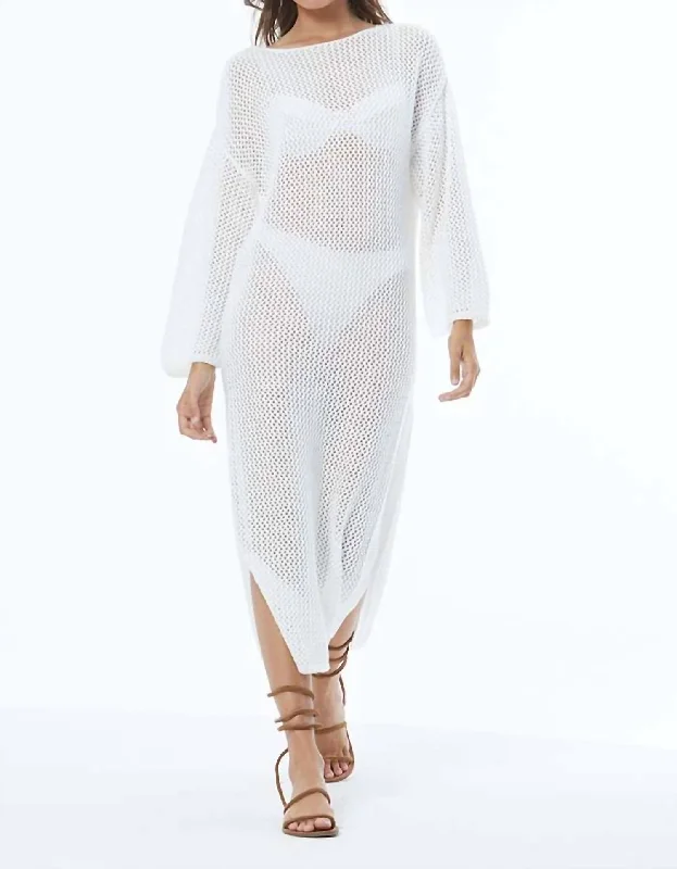 Women's Workout Clothing Flash Sale Now Santorini Crochet Coverup Dress In Bone