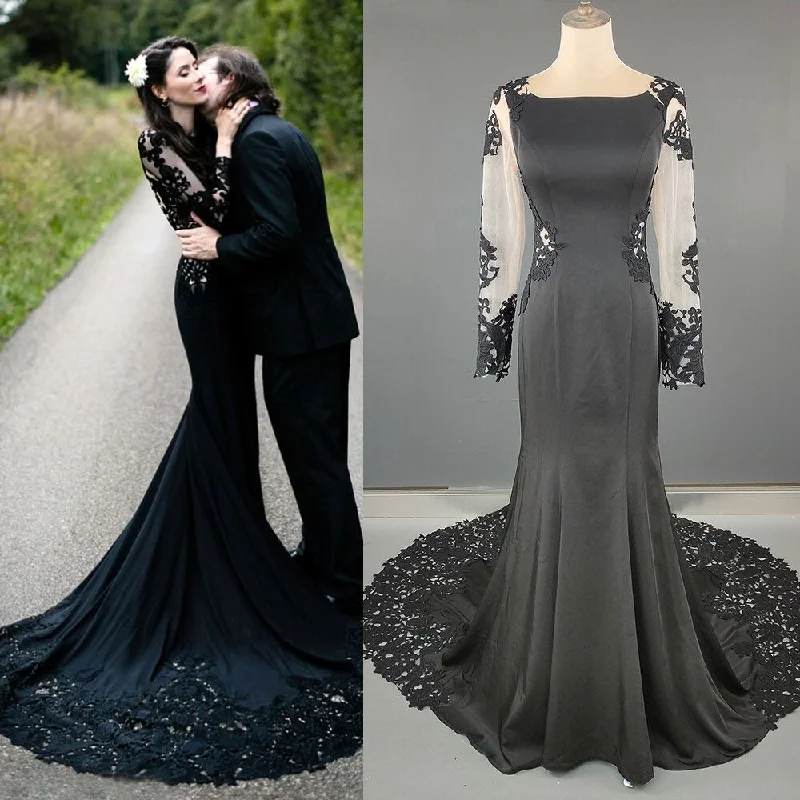 Women's Activewear Garments Trend Forward Threads Floral Balck Mermaid Wedding Dress