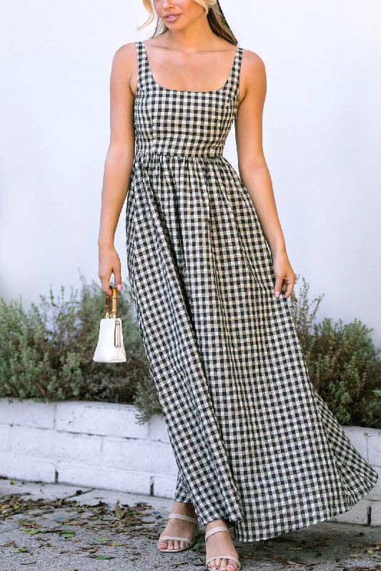 Women's Casual Outfit Hot Styles Dani Gingham Maxi Dress