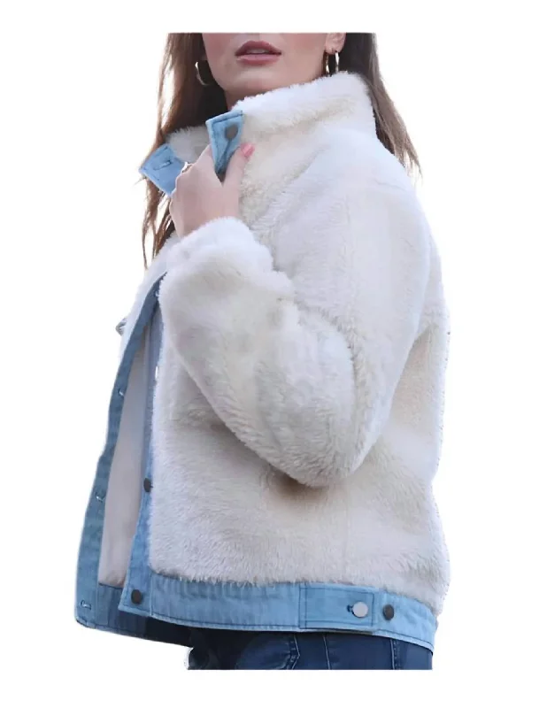 Women's Wedding Apparel Scout Shearling Jacket In Natural/denim