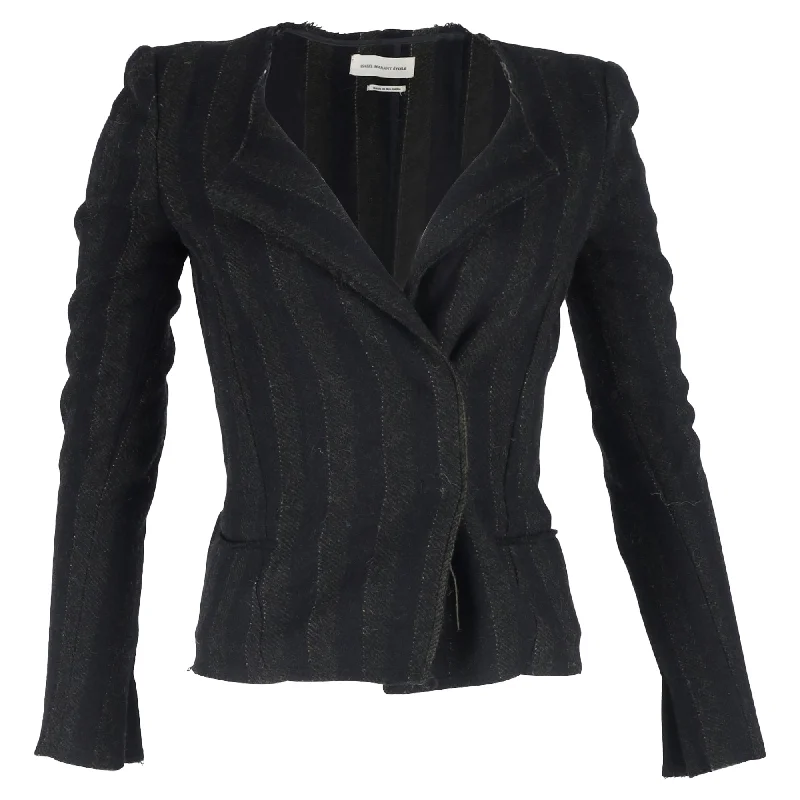 Sustainable Women's Clothing Isabel Marant Etoile Striped Jacket in Dark Grey Wool