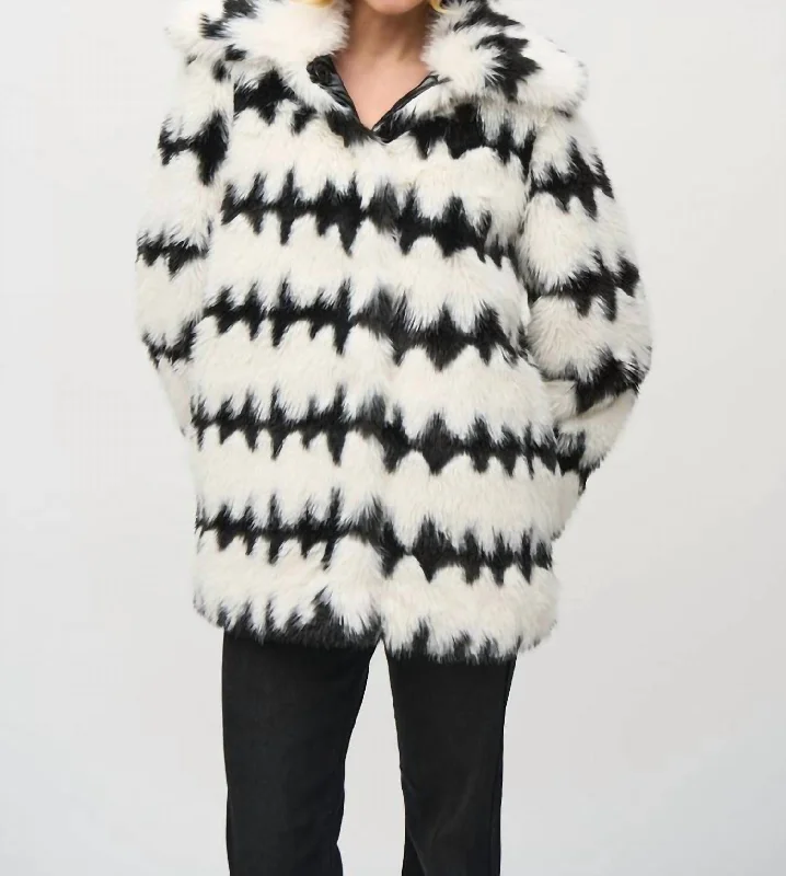 Fashion-Forward Styles At Incredible Discounts Reversible Faux Fur Stripe Coat In Black/white