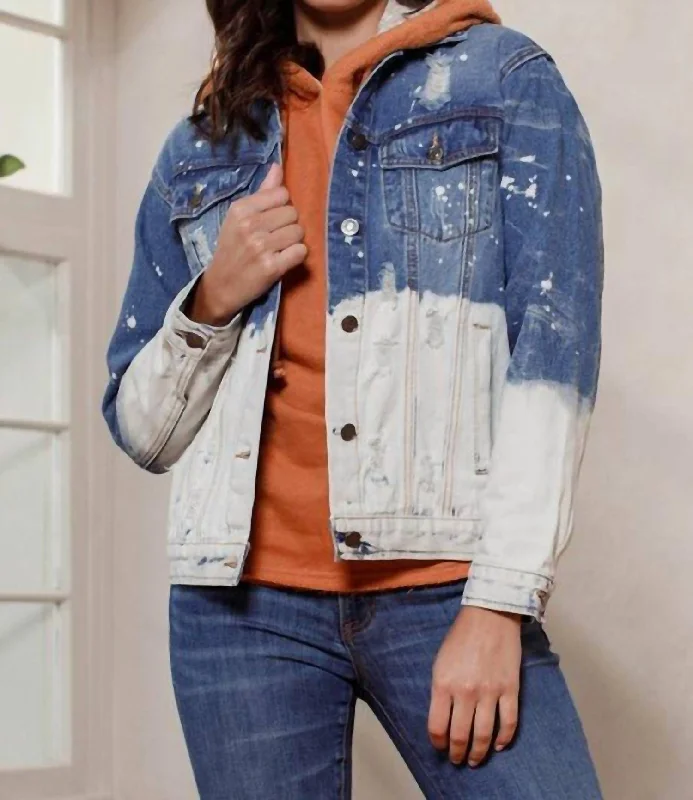 Women's Trendy Apparel Patch Me Up Jacket In Denim/white