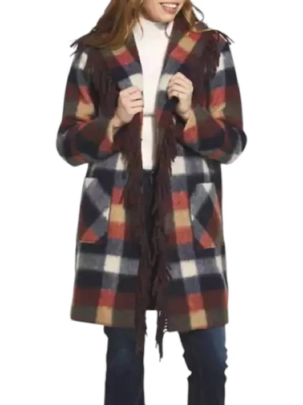 Your Favorite Fashion Pieces Now At Lower Prices Kourtney Plaid Coat In Brown Multi