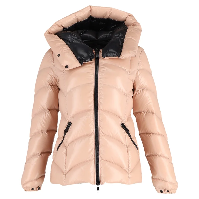 Women's Functional Outfit For Outdoor Activities Moncler Akebia Hooded Down Jacket in Pink Polyamide